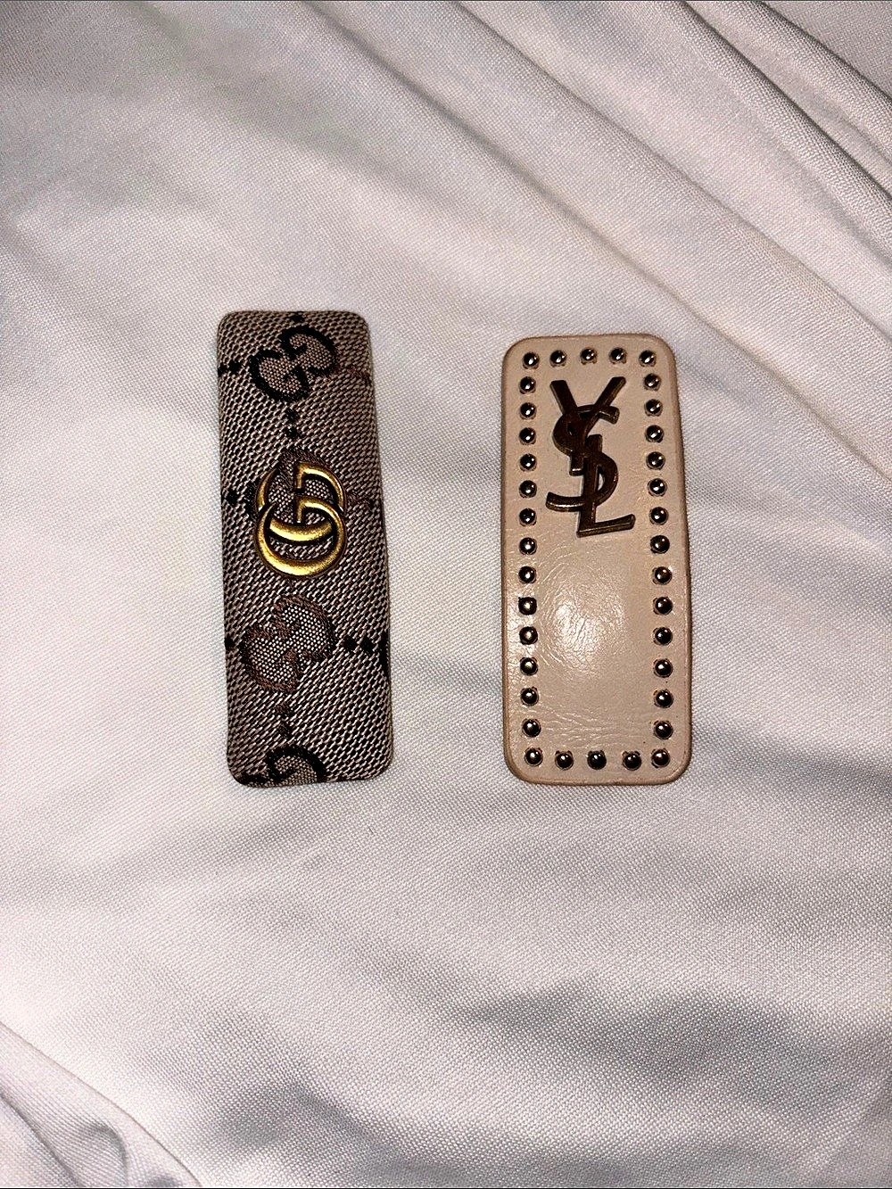 Inspired Logo Hair Barrettes Brown & Cream